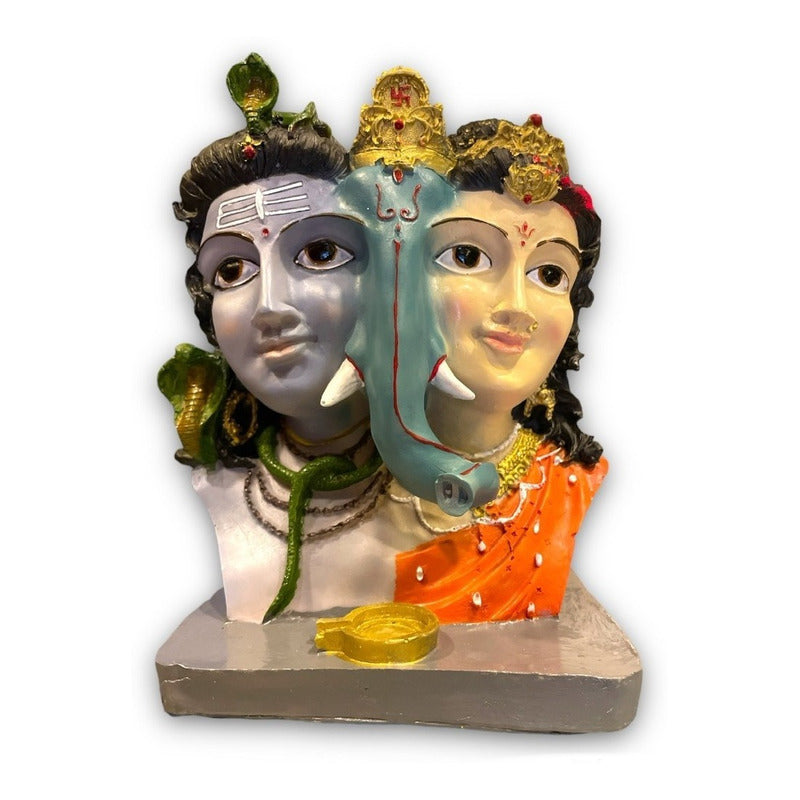 Ganesh Shiva Parvati Familia Sagrada Figura De Resina 21.5cm