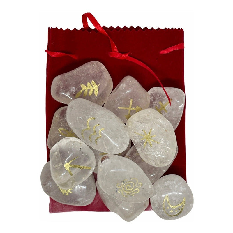 Witch Runes Gypsy Quartz Stones 13 Pieces.