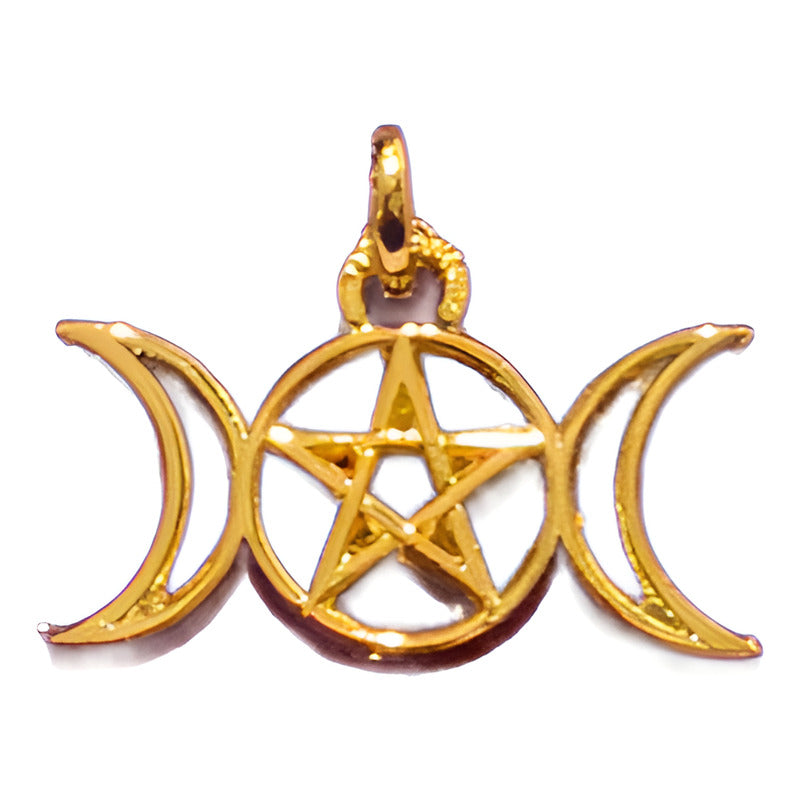 Gold-Plated Triple Goddess Star and Moon Ritualized