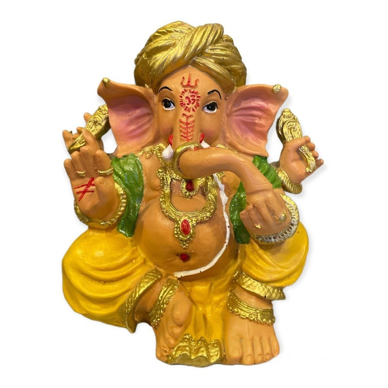 Ganesh Turban Resin Sculpture Handmade 15.5x17x13cm