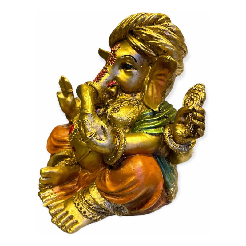 Ganesh Turban Resin Sculpture Handmade 15.5x17x13cm