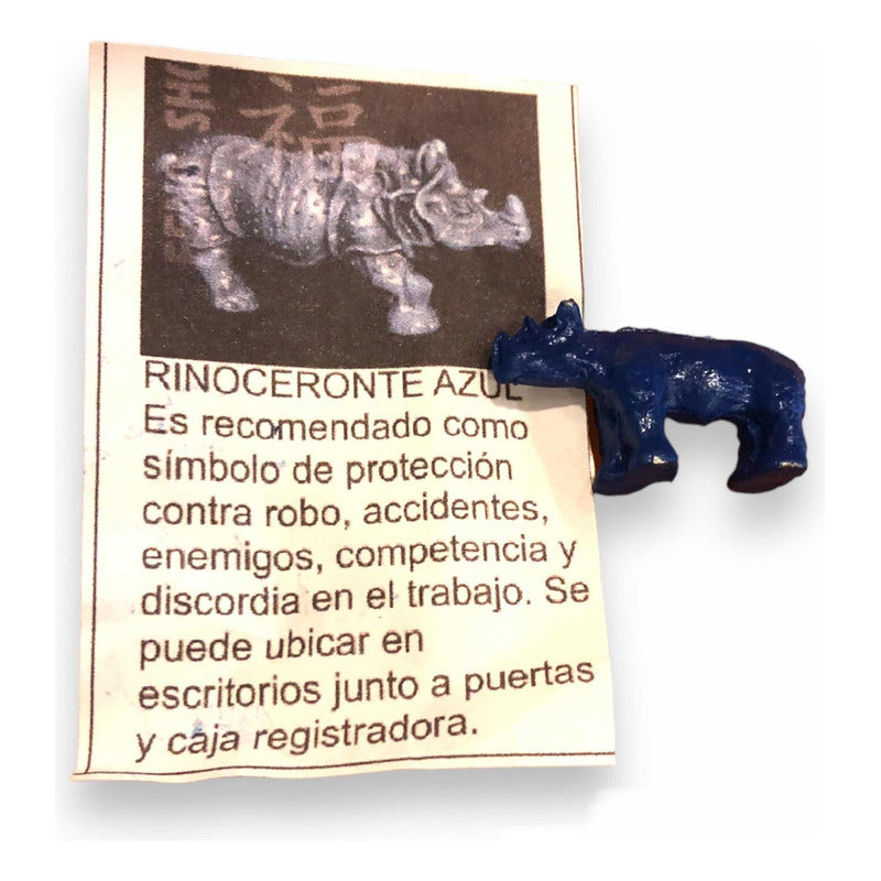 Blue Metal Rhinoceros Mini Feng Shui Amulet