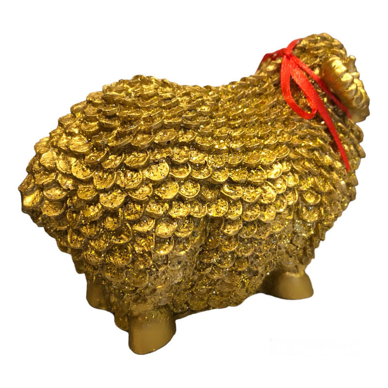 Golden Bighorn Sheep Abundance 10.5 cm Resin