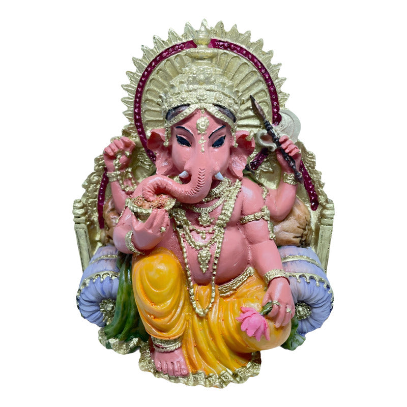 Ganesh Throne Resin Statue 14 Cm.