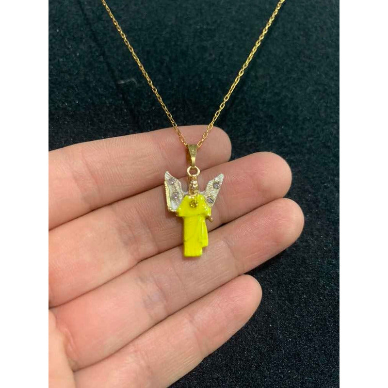 Archangel Jophiel Gold Plated Pendant with Crystal