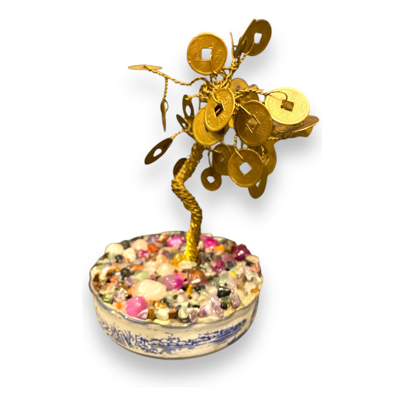 National Gold Plated Quartz Coin Tree 15cm