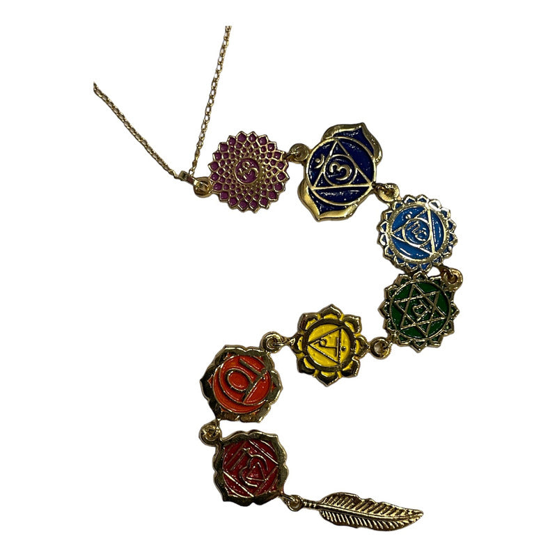 7 Chakra Charms with Gold Plated Chain