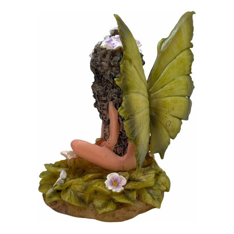 Fairy With Green Flowers In National Resin