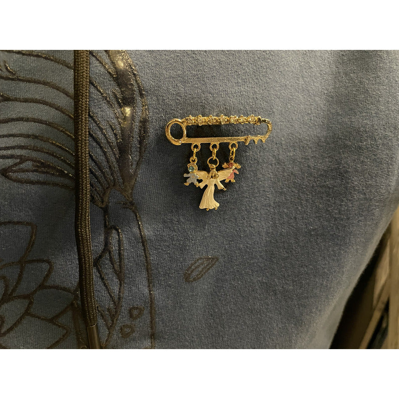 Guardian Angel Brooch 7 Gold Plated with Crystal.