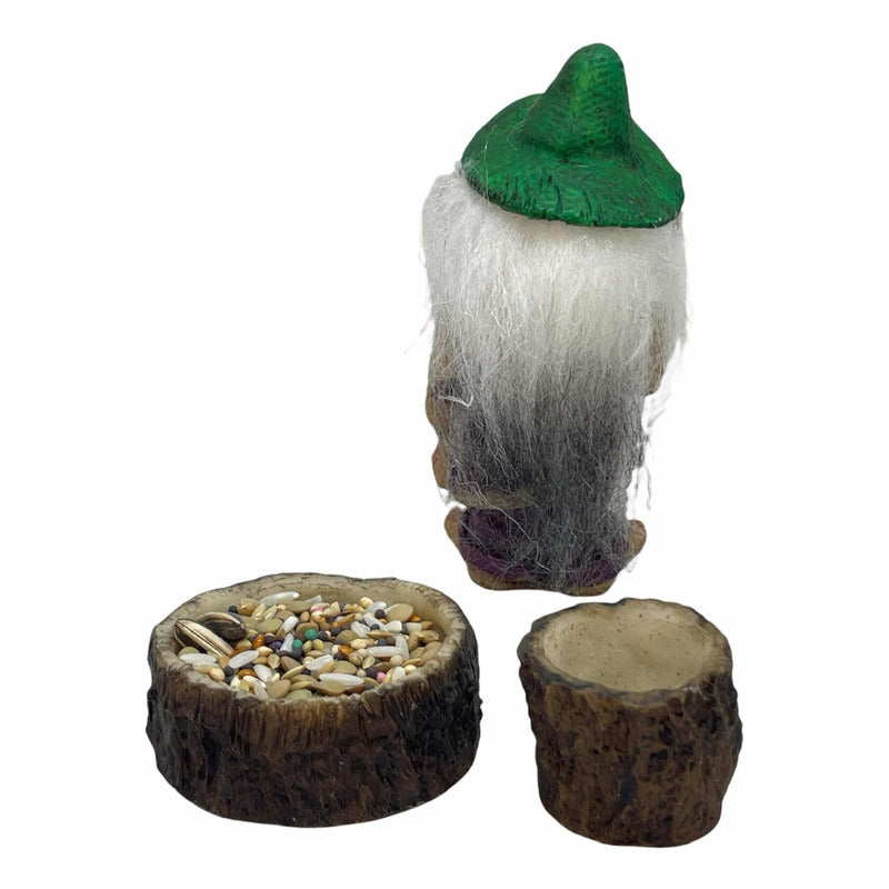 Troll Adivino + Comedero Figura En Resina De 11 Cm Morado