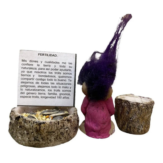 Troll Mini + Comedero + Semillas + Tarjeta Varios Modelos Fertilidad Mujer 4cm by HEREJE