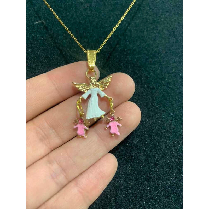 Guardian Angel Pendant Gold Plated Pendant with Crystal 3cm