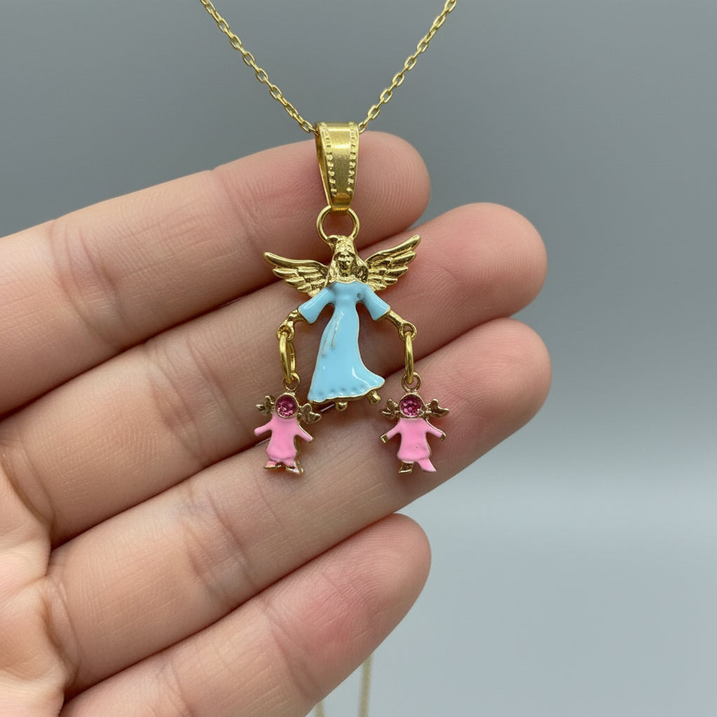 Schutzengel-Anhänger, vergoldet, mit Kristall, 3 cm