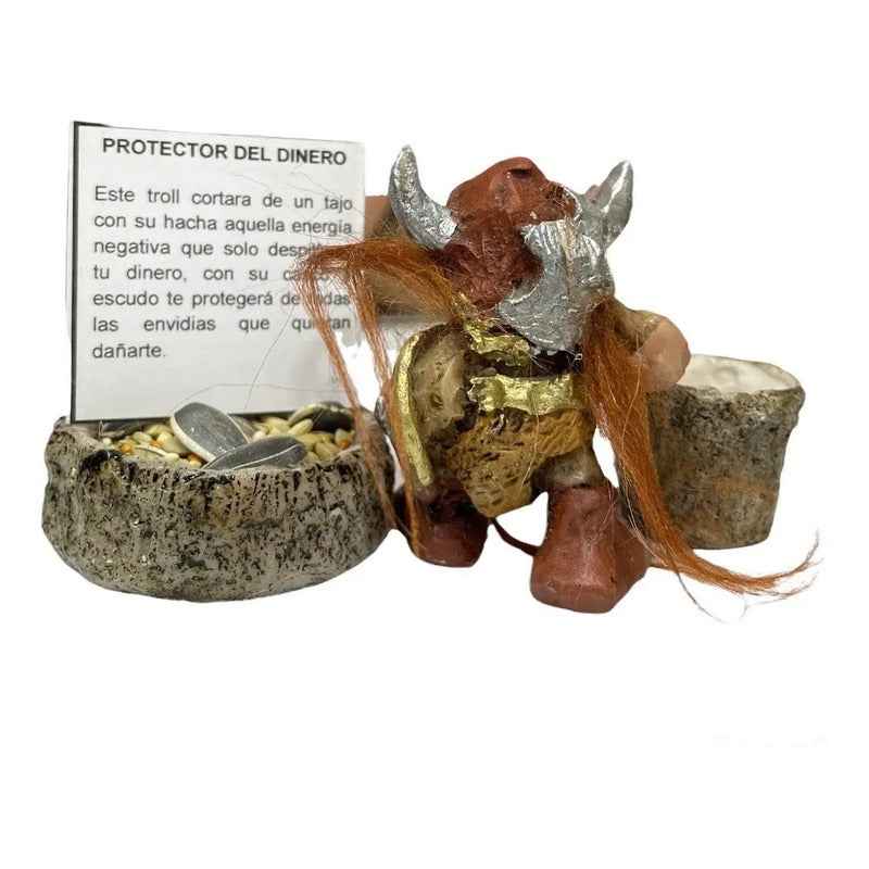 Troll Mini + Comedero + Semillas + Tarjeta Varios Modelos Protector Del Dinero 6cm