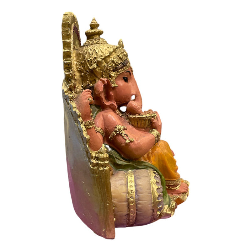 Ganesh Throne Resin Statue 14 Cm.