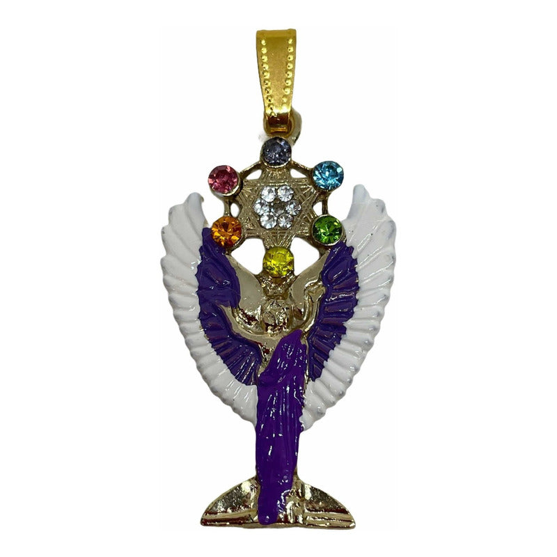 Metatron Cube Pendant Gold Plated Hand Painted With Crystal