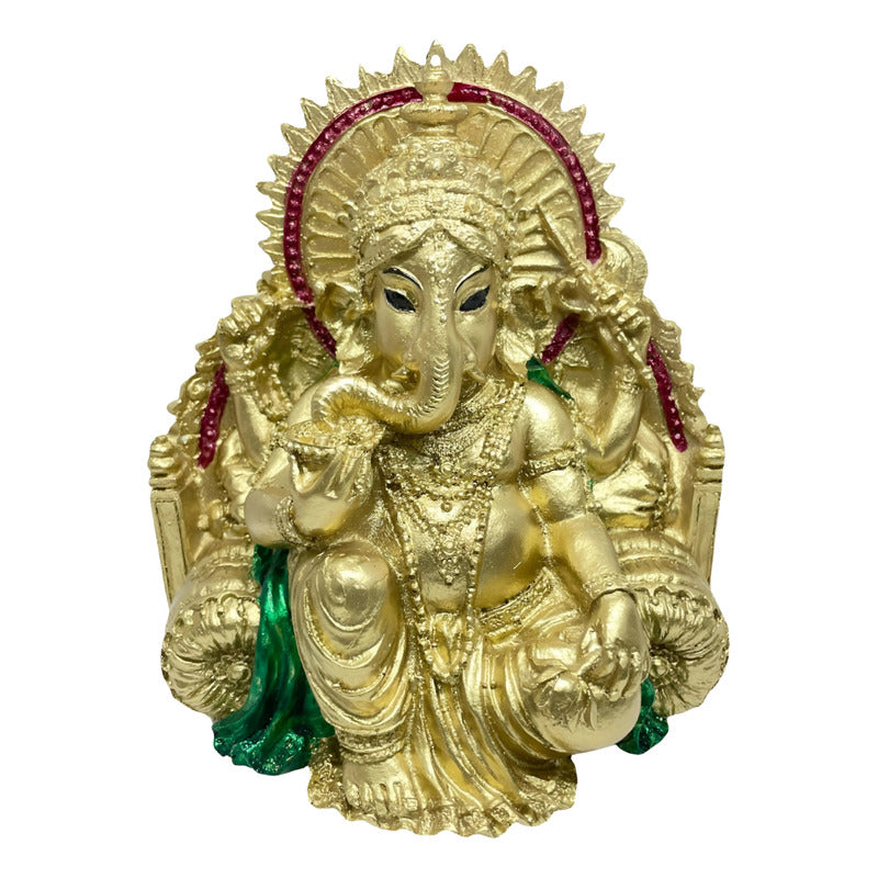 Ganesh Throne Resin Statue 14 Cm.