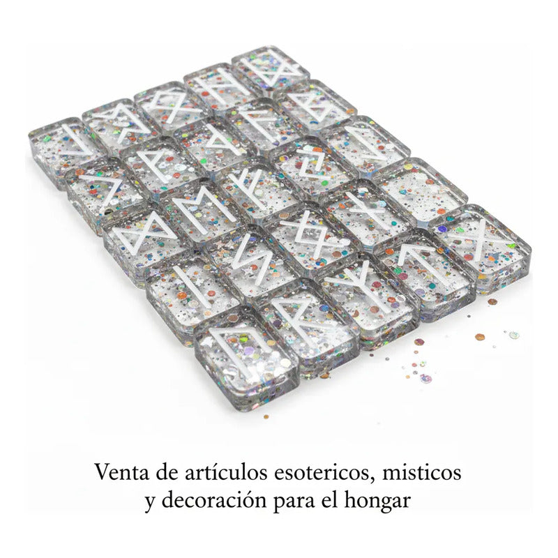 Runas Celtas En Resina Pintadas A Mano 25 Piezas Translúcida Translucido