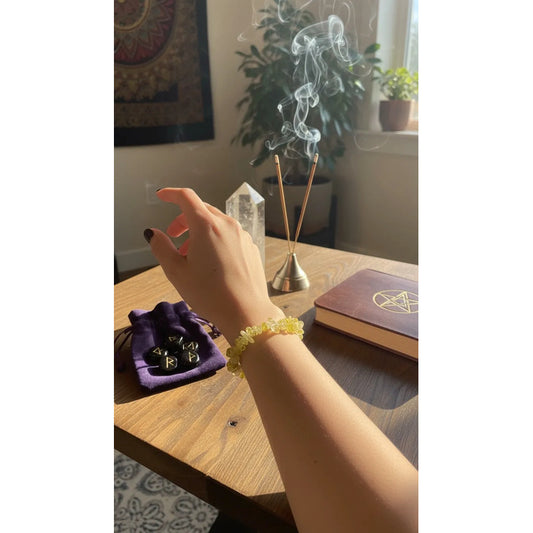 Pulsera De Citrino Natural Hereje Original. Amarillo 17 Cm