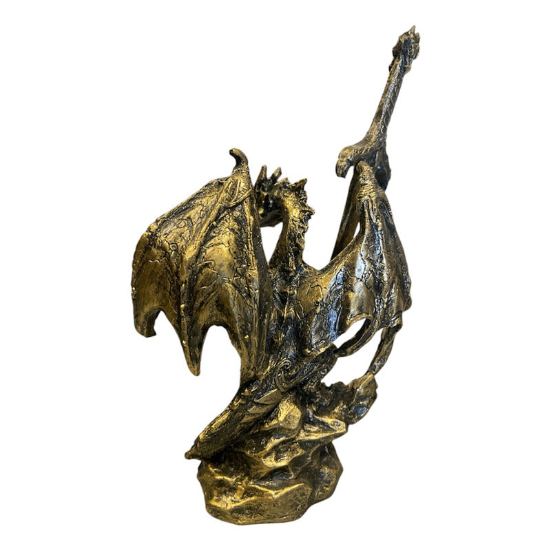 Golden Dragon Decorative Figure 12 cm Made of Mexican Resin