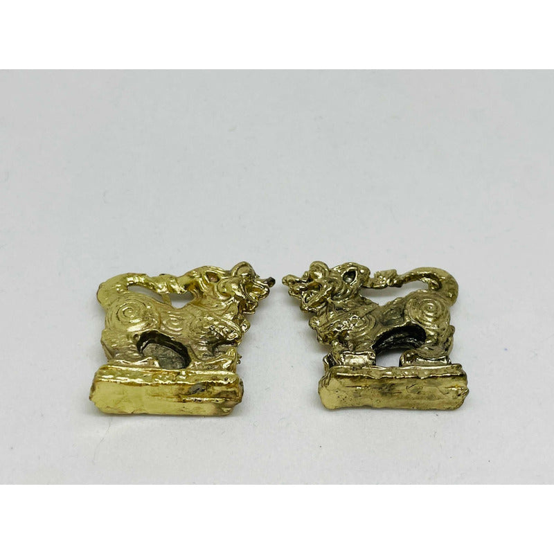 Fu Dogs Pair In Small Gold Metal