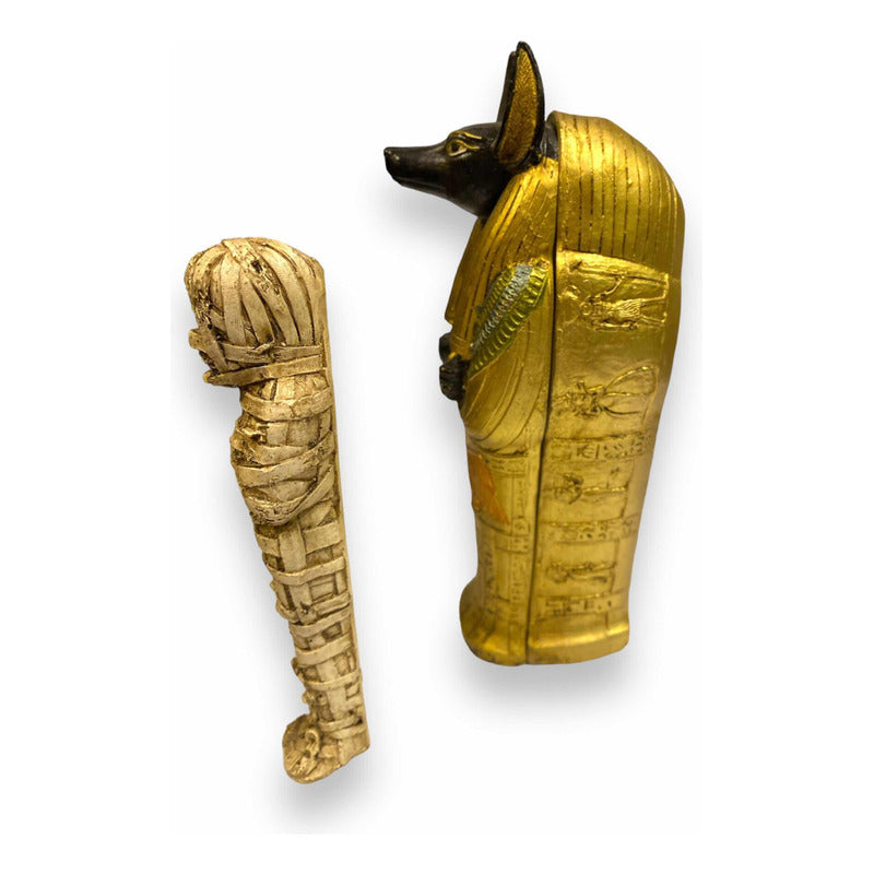 Sarcófago De Anubis Figura De Resina 19 Cm Dorado
