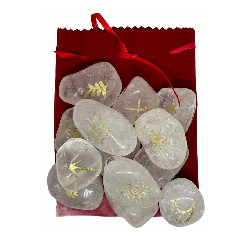 Witch Runes Gypsy Quartz Stones 13 Pieces.