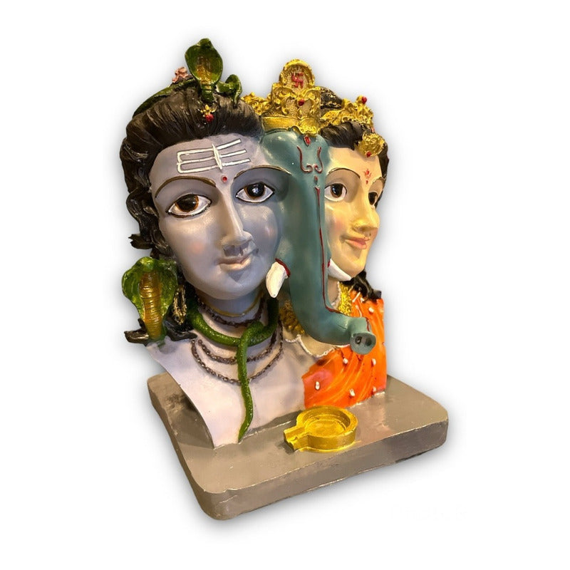 Ganesh Shiva Parvati Familia Sagrada Figura De Resina 21.5cm