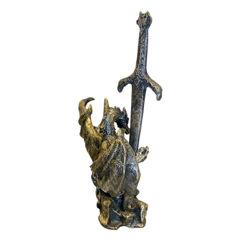 Golden Dragon Decorative Figure 12 cm Made of Mexican Resin