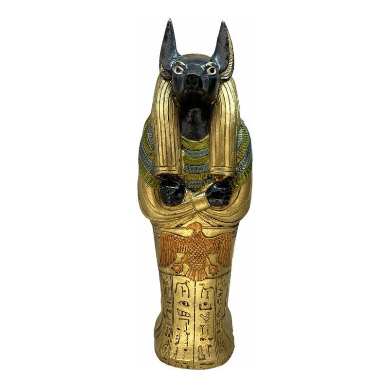 Ägyptischer Anubis-Sarkophag aus mexikanischem Harz, handbemalt