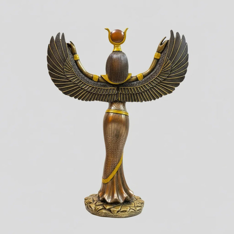 Isis Diosa Ast Egipcia Resina Nacional Pintada A Mano 28 Cm Cromo