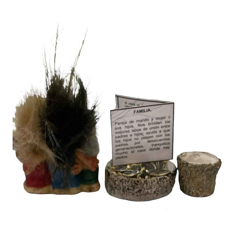 Troll Mini + Comedero + Semillas + Tarjeta Varios Modelos Familia 6cm