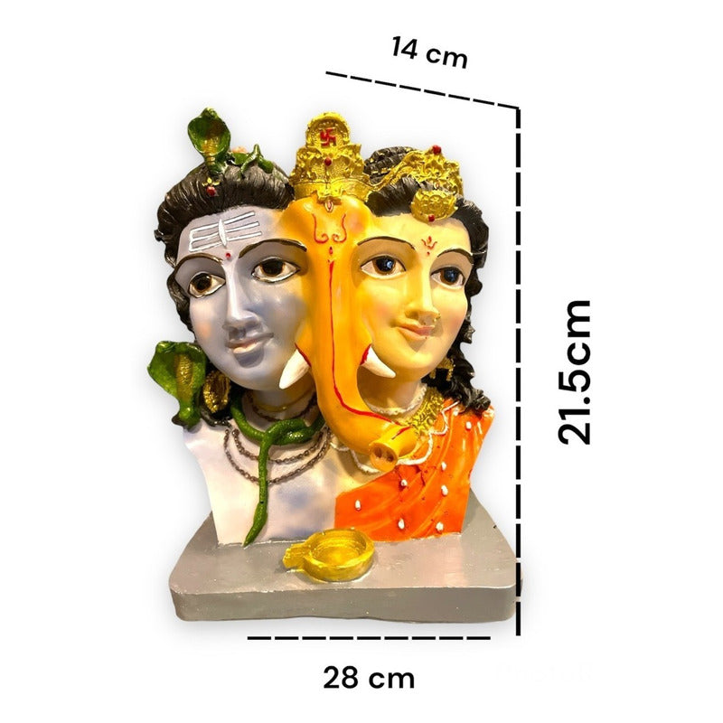 Ganesh Shiva Parvati Familia Sagrada Figura De Resina 21.5cm