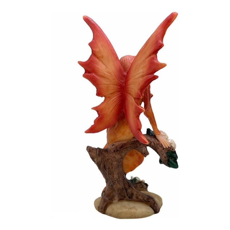 Fairy Sitting on a Log 13 Cm Mexican Resin