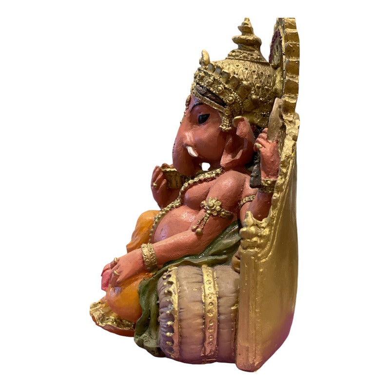 Ganesh Throne Resin Statue 14 Cm.