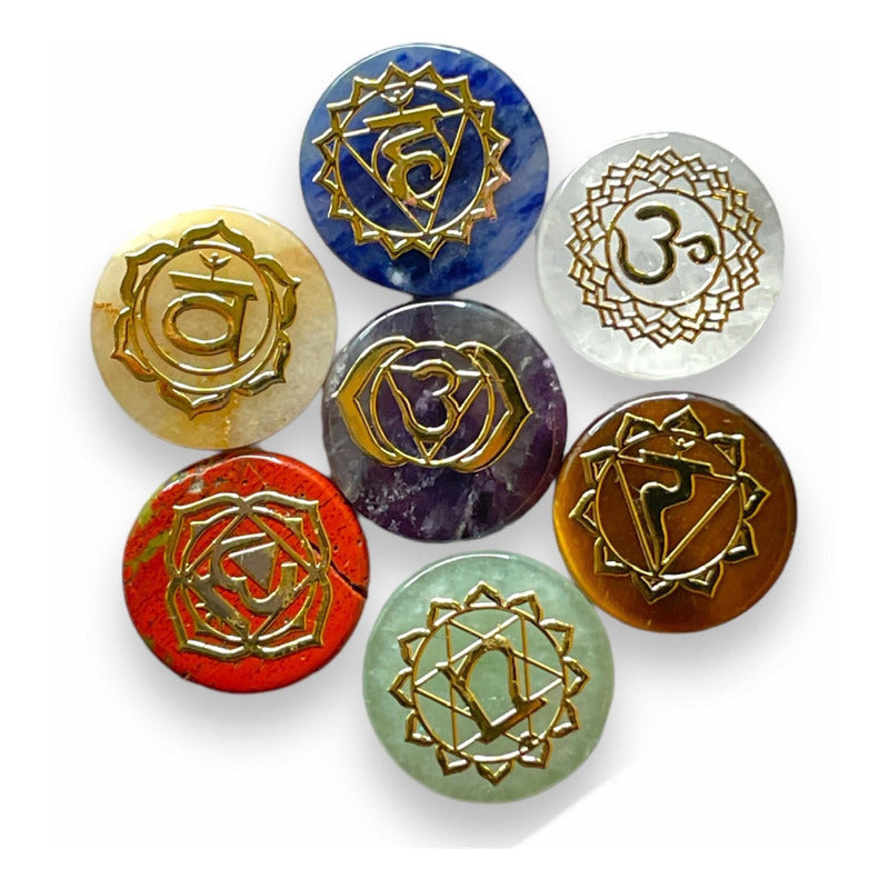 7 Chakras Quartz Engraved in Gold Foil