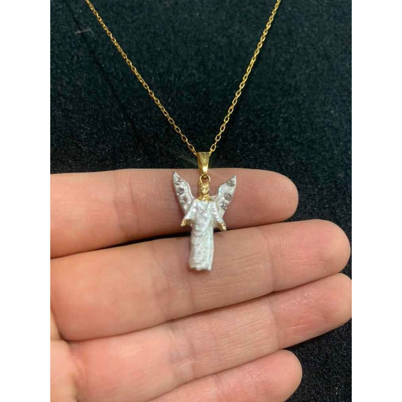 Archangel Gabriel Gold Plated Pendant or Pin with Crystal