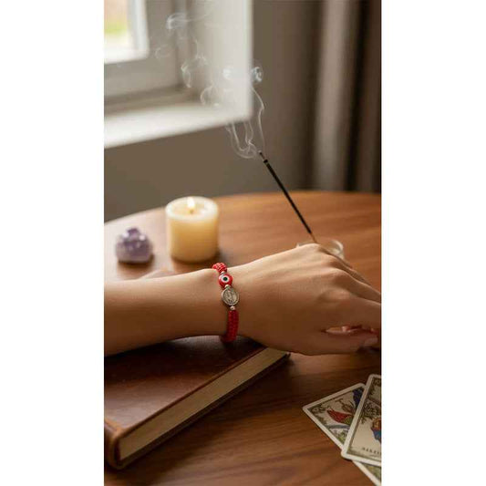 Pulseras De Hilo Tejido Artesanal. San Benito Ojo Rojo Hilo Rojo 18 Cm 25 Cm