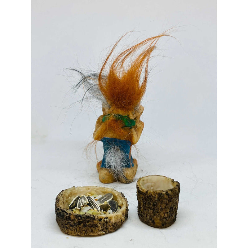 Troll-Vaterschaft + Futterspender, 8 cm, National-Harzfigur.