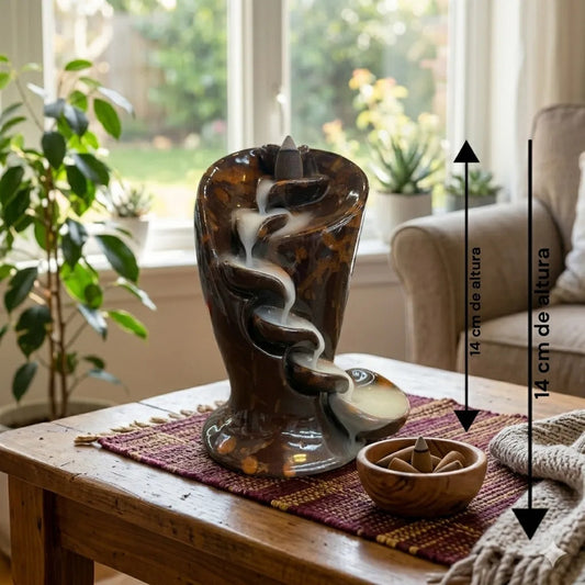 Quemado De Incienso Cascada De Humo Ceramico Cafe 5 Hojas