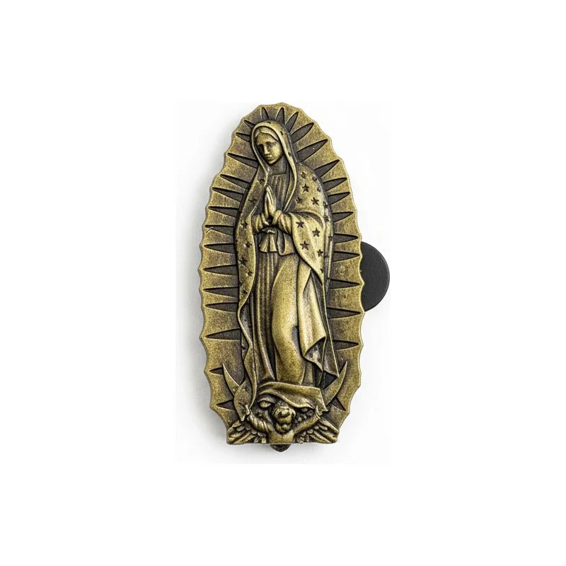 Virgen De Guadalupe Iman Decorativo 7 Cm De Altura Bronce Viejo