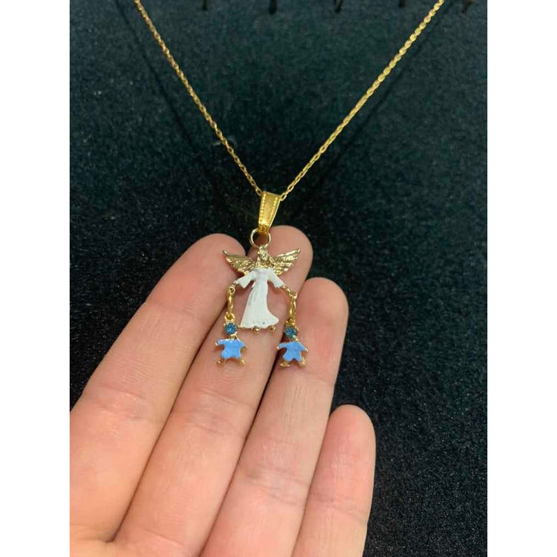 Guardian Angel Pendant Gold Plated Pendant with Crystal 3cm