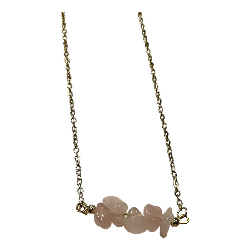 Collar Aquíje Pedra Cuarzo Dorado 45 Cm