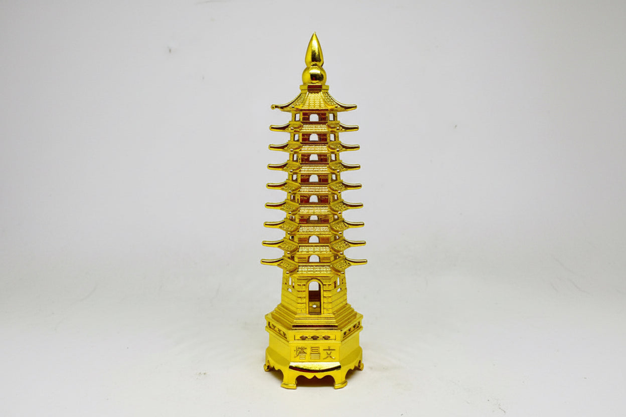 Pagoda 9 Niveles, Elementos En Metal Feng Shui 13 Cm De Alto by HEREJE