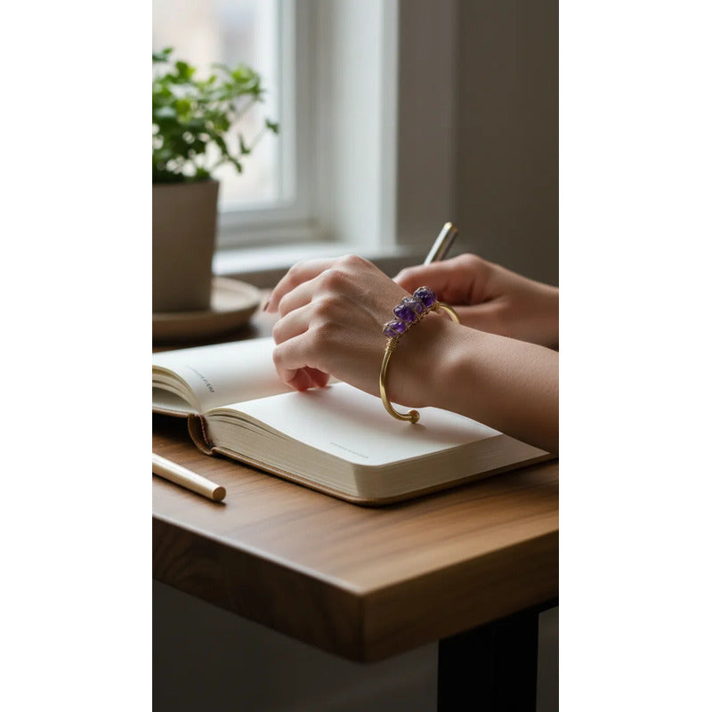 Amatista Pulsera Brazalete Natural Artesanal 7.5 Cm Diametro Amatista 7.5 Cm