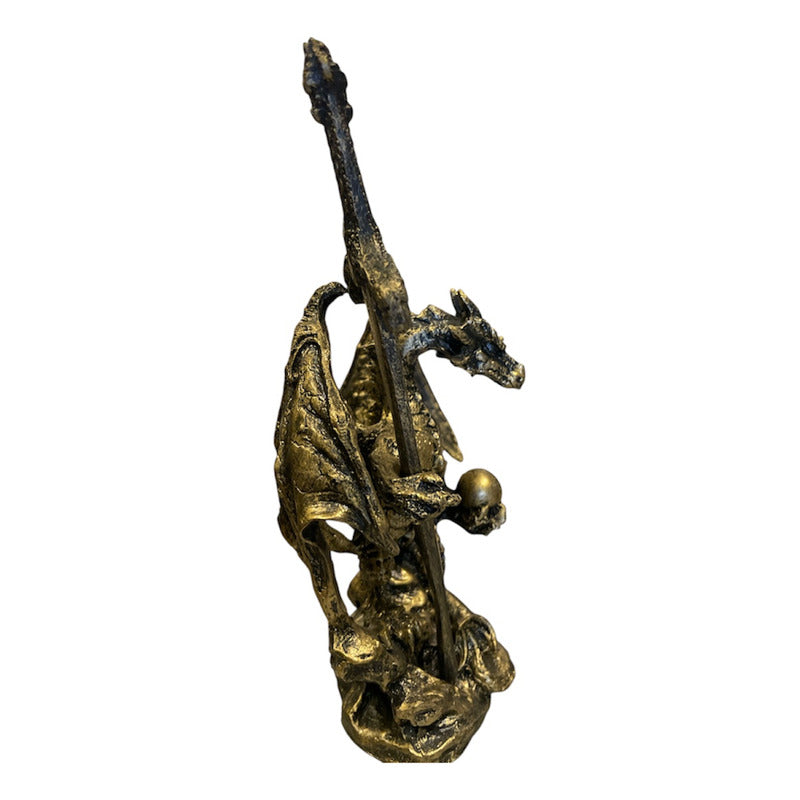 Golden Dragon Decorative Figure 12 cm Made of Mexican Resin
