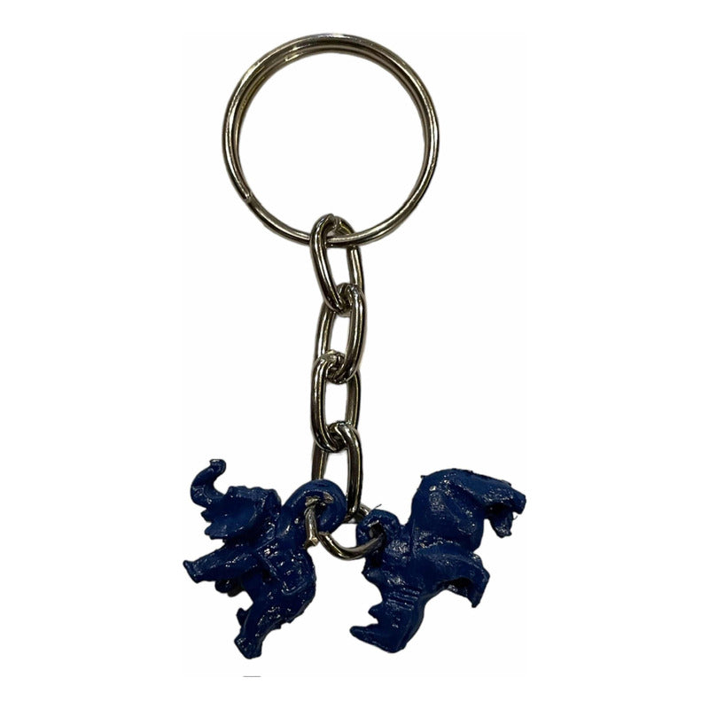 Elephant Keychain with Blue Rhinoceros