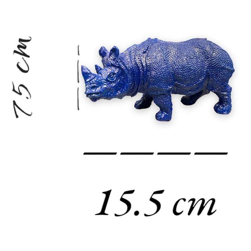 Blue Elephant and Rhinoceros Feng Shui Figure 8.6cm and 7.5cm