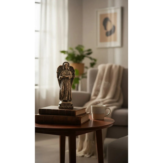 Arcángel Estatua De Resina De 12.5 Cm De Altura Oro Viejo Chamuel