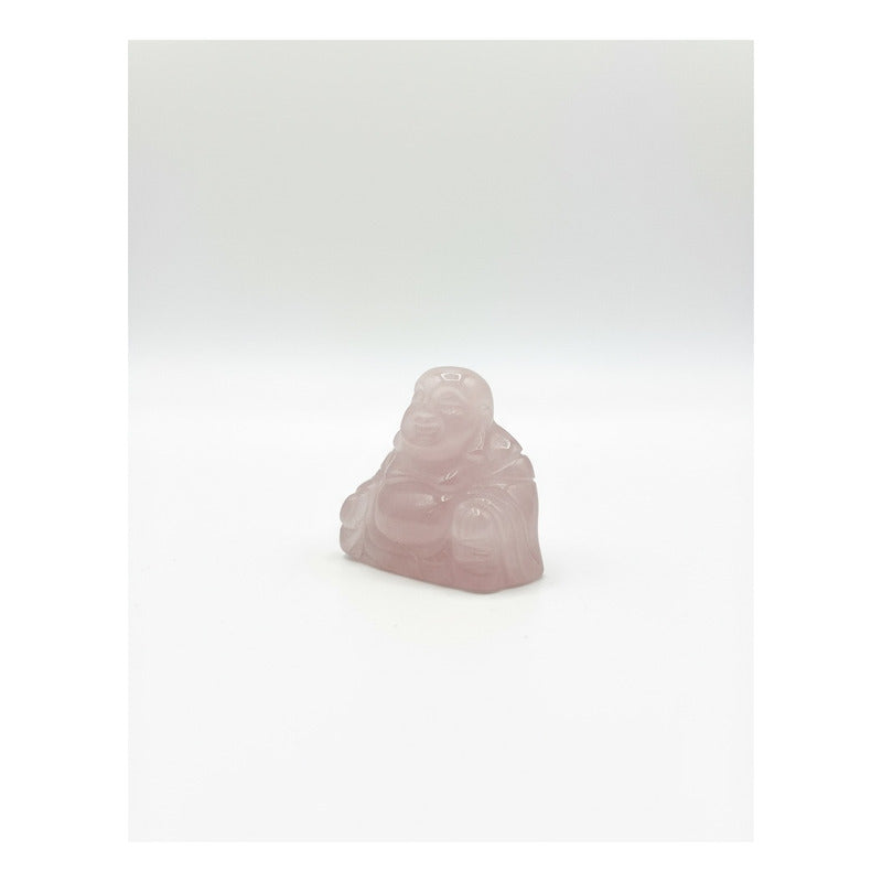 Escultura De Cuarzo Rosa Con Forma De Buda